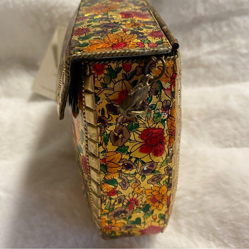 NWT ANTIK KRAFT FLORAL METAL CLUTCH/CROSSBODY PURSE - Picture 7 of 9